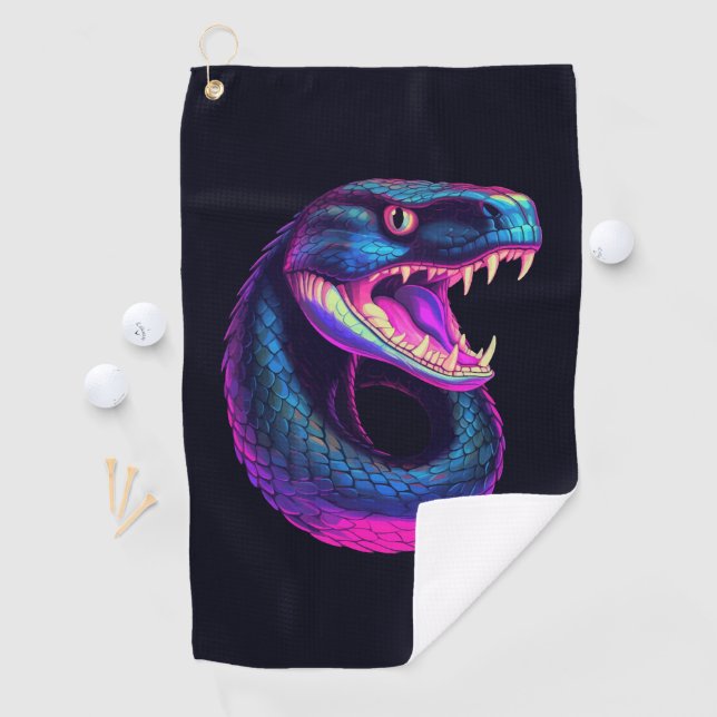 Serviette De Golf Serpent de Cobra dans le style esthétique Vaporwav (En situation)