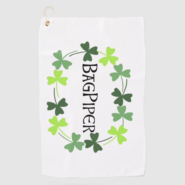 Serviette De Golf Shamrock Bagpiper Oval (Devant)