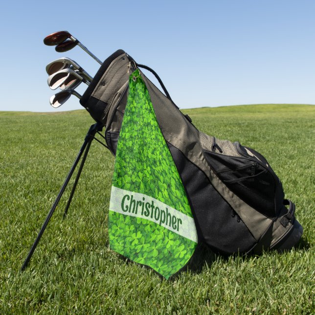 Serviette De Golf Shamrock Clovers Ajouter un nom (Vert)
