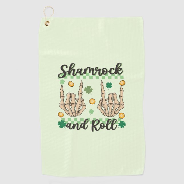 Serviette De Golf Shamrock et rouleau - Squelette main (Devant)