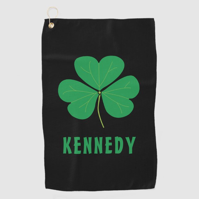 Serviette De Golf Shamrock Green Clover Irlande Celtic Irish Nom (Devant)