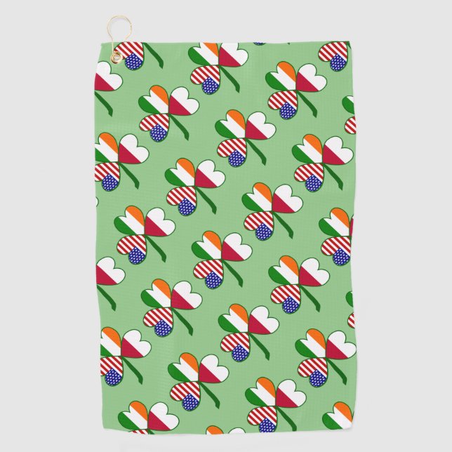 Serviette De Golf Shamrock polonais à carreaux (Devant)