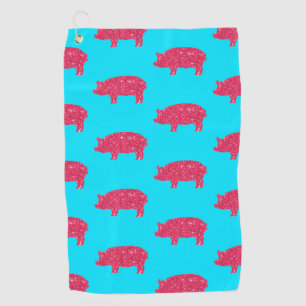 Serviette De Golf Silhouette de Porky Pig rose pailleté ferme girly