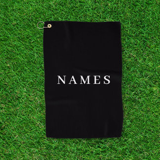 Serviette De Golf Simple Black Custom Ajouter Votre Nom Élégant