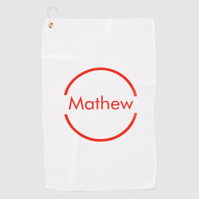 Serviette De Golf simple cercle rouge ajouter votre nom lettre texte (Devant)