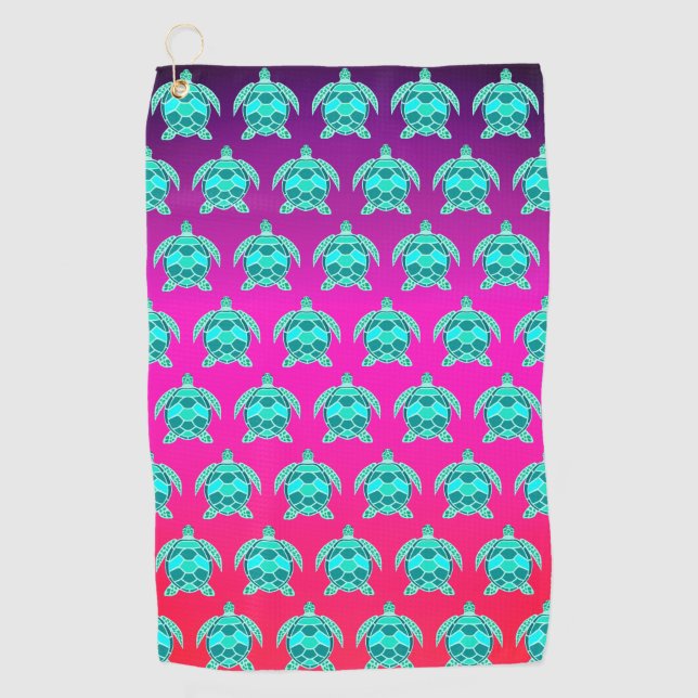 Serviette De Golf Simple jolie bleu vert turquoise turquoise tortue (Devant)
