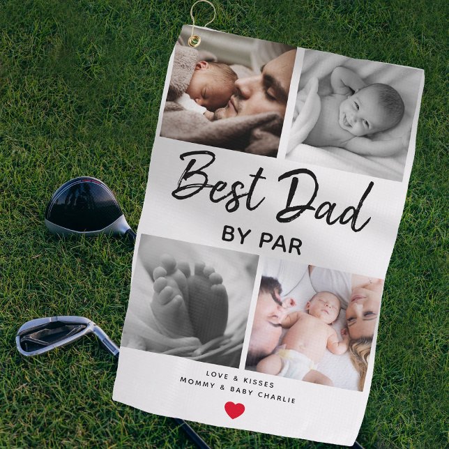 Serviette De Golf Simple meilleur papa par par photo Collage | Papa (Créateur téléchargé)