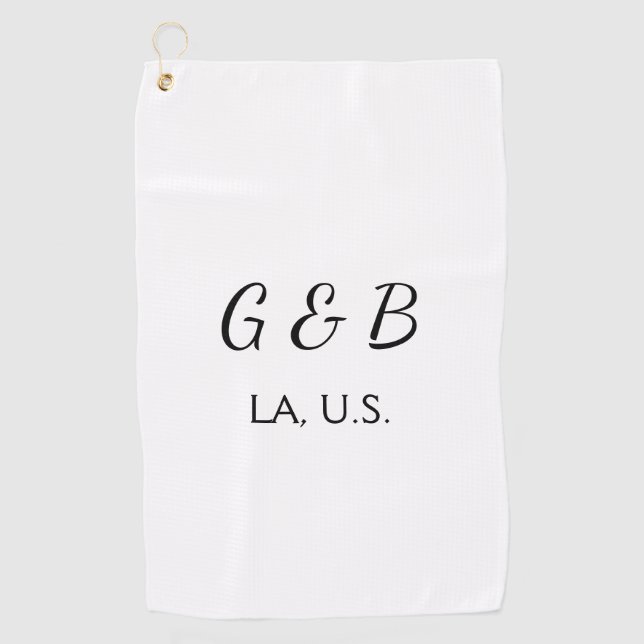 Serviette De Golf SIMPLE MINIMAL ajouter votre nom de couple nom de  (Devant)