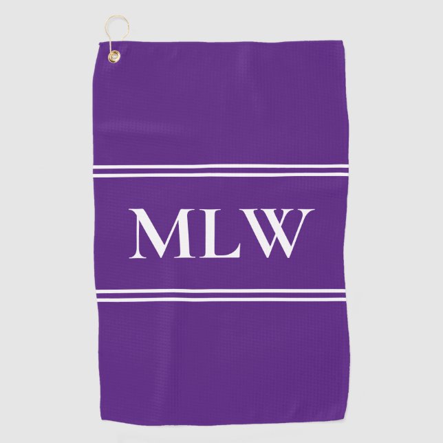 Serviette De Golf Simple Modèle Royal violet et blanc (Devant)