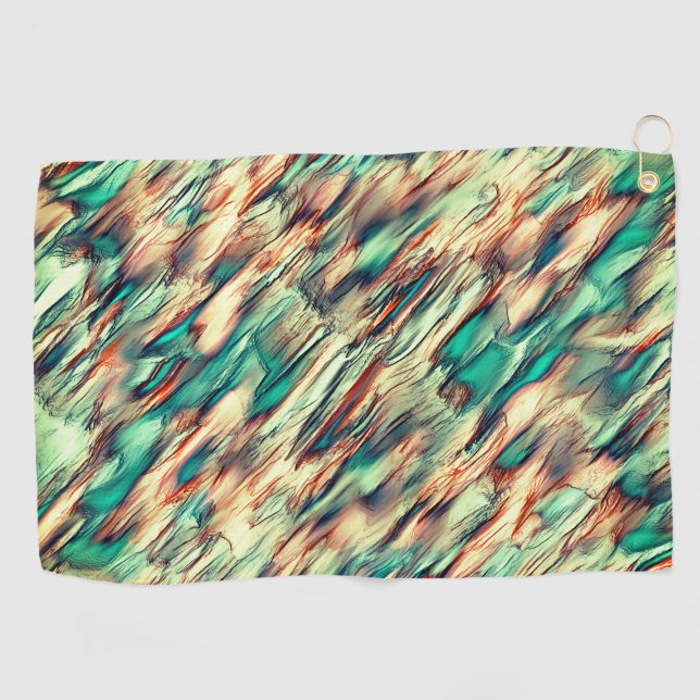 Serviette De Golf Simulation rocheuse ou stalagmite en vert à sépia (Horizontal)