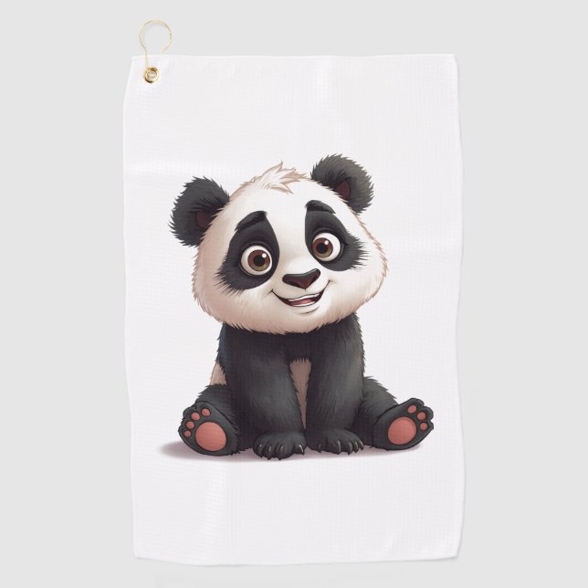 Serviette De Golf Sitting Panda Bear Cartoon Illustration Artwork (Devant)