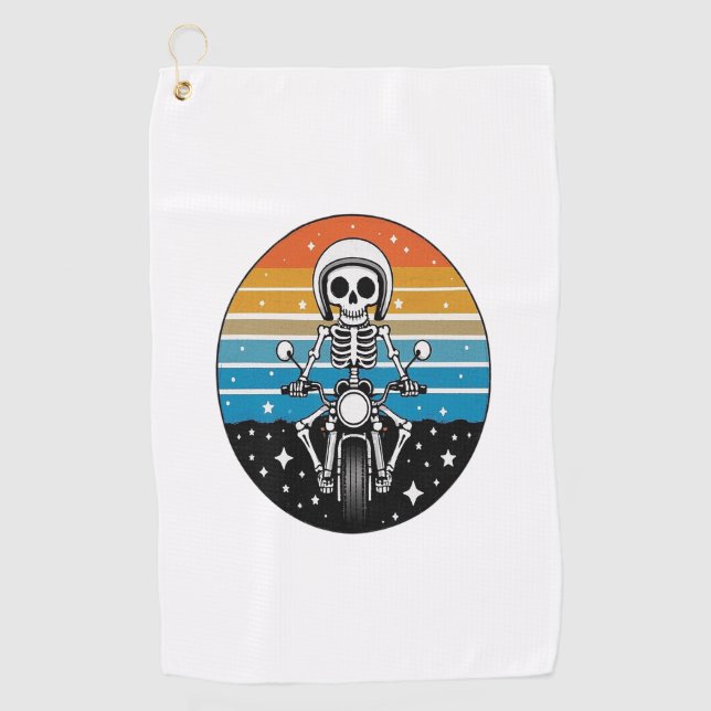 Serviette De Golf Skeleton équitation moto (Devant)