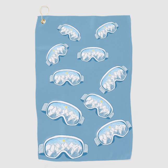 Serviette De Golf Ski Goggles Mountain Reflections Illustration (Devant)