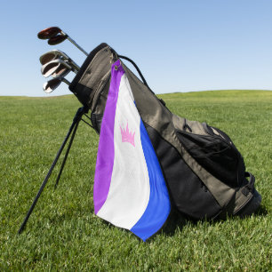 Serviette De Golf SlipperyJoe drag pride flag purple white blue crow