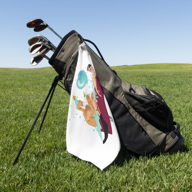 Serviette De Golf SlipperyJoe's deux gays hommes aiment la baignoire (Vert)