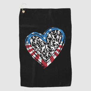 Serviette De Golf Softball - American USA Flag Heart