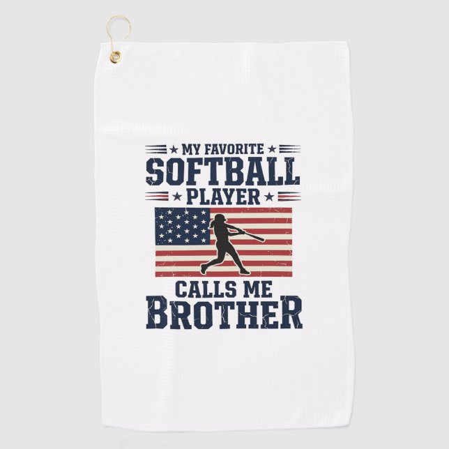 Serviette De Golf Softball Brother Patriotic Vintage Engraving Shirt (Devant)