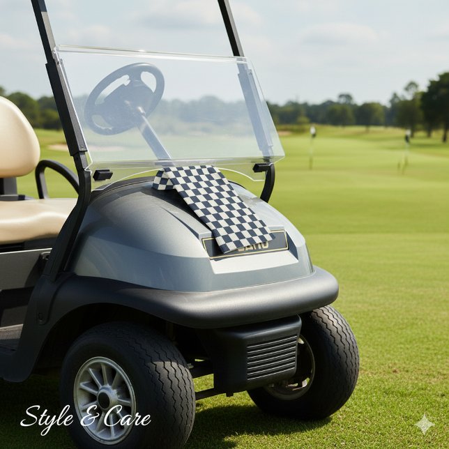 Serviette De Golf Solid Ivory with Deep Navy Square Pattern (Solid Ivory with Deep Navy Square Pattern Golf Towel)