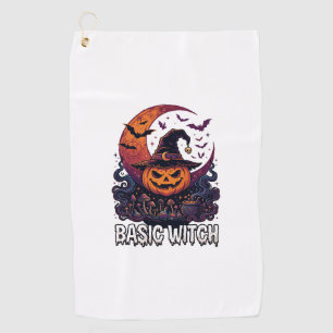 Serviette De Golf Sorcière de base Halloween Citrouille Croissant de