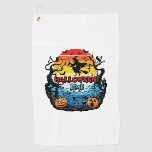 Serviette De Golf Sorcière de la période d'Halloween Citrouilles Cha