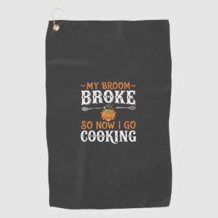 Serviette De Golf Sorcière d'Halloween Cuisine Balai Cassé Conceptio