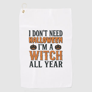 Serviette De Golf Sorcière drôle toute l'année Typographie Halloween