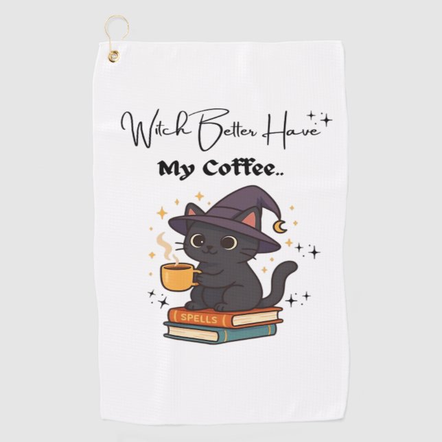 Serviette De Golf Sorcière Mieux Avoir Mon Café Classique T-Shirt (Devant)