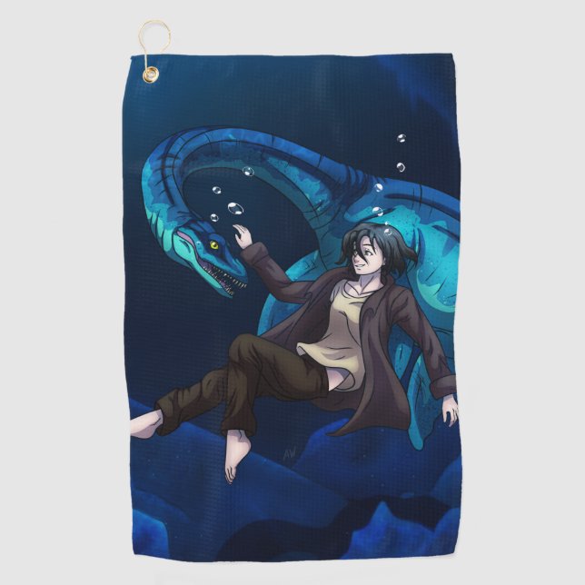 Serviette De Golf Sous l'eau avec Plesiosaurus (Devant)