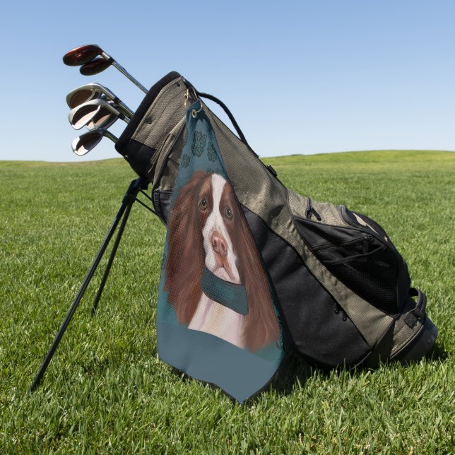 Serviette De Golf Springer Spaniel Anglais       (Vert)