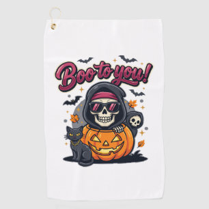 Serviette De Golf Squelette de citrouille d'Halloween Bouh