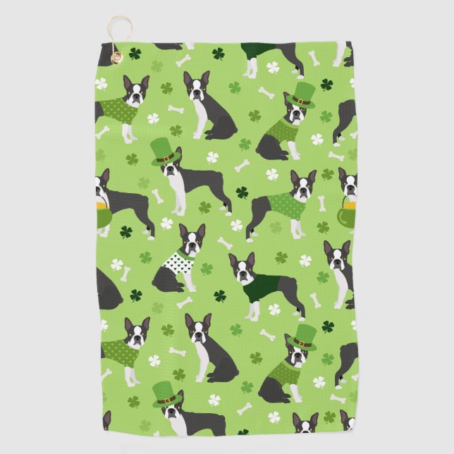 Serviette De Golf St. Patrick's Day Boston Terrier (Devant)