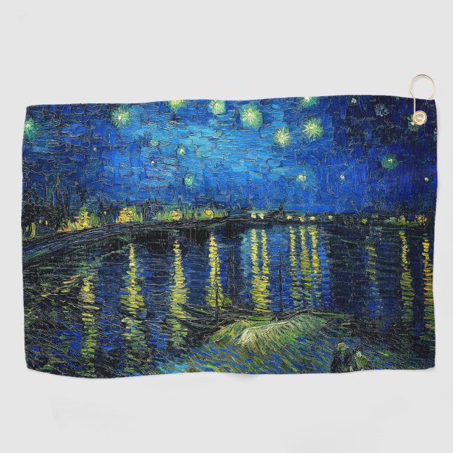 Serviette De Golf Starry Night Over the Rhone par Vincent Van Gogh (Horizontal)