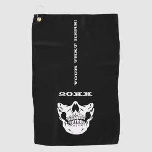 Serviette De Golf Style de masque demi-visage du crâne noir du texte
