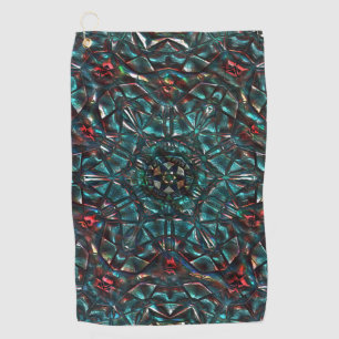 Serviette De Golf style kaléidoscope vieux métal chrome bleu vert