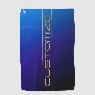 Serviette De Golf Style moderne Editable Or Texte & Bleu pourpre