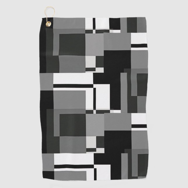 Serviette De Golf Style Mondrian gris Abstrait moderne géométrique c (Devant)