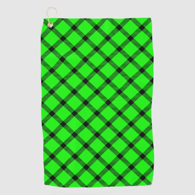 Serviette De Golf Style Tartan traditionnel néon vert Motif Plaid (Devant)