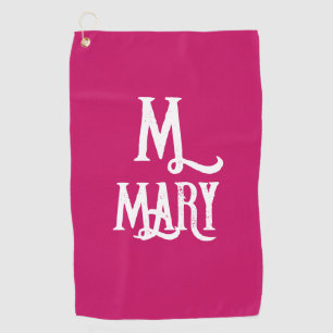 SERVIETTE DE GOLF STYLISÉ SCRIPT MONOGRAM PINK GOLF TOWEL