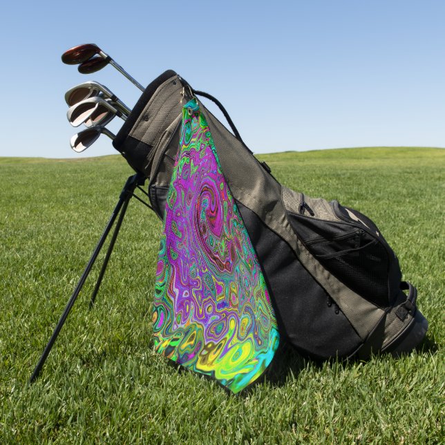 Serviette De Golf Super Purple Abstrait Retro Liquid Swirl (Vert)