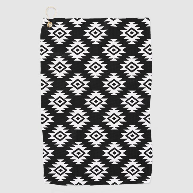 Serviette De Golf Symbole BW Aztec sur le Motif noir (Devant)