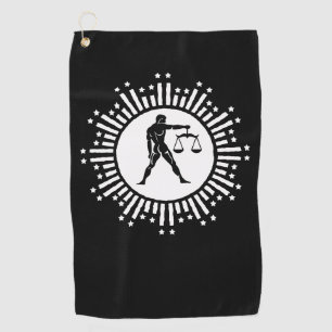 Serviette De Golf Symbole du zodiaque Balance avec des étoiles noir