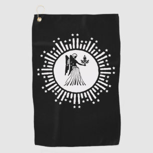 Serviette De Golf Symbole du zodiaque Vierge avec étoiles et soleil