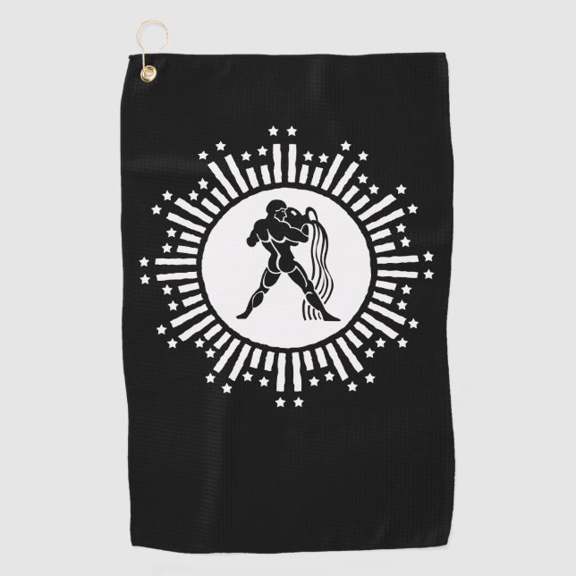 Serviette De Golf Symbole Zodiaque Aquarius Design de démarrage cosm (Devant)