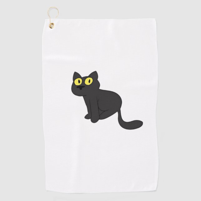 Serviette De Golf T-shirt classique Chat noir d'Halloween (Devant)
