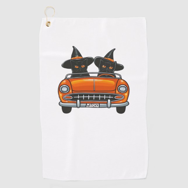 Serviette De Golf T-shirt classique Chats de cuisine Halloween (Devant)