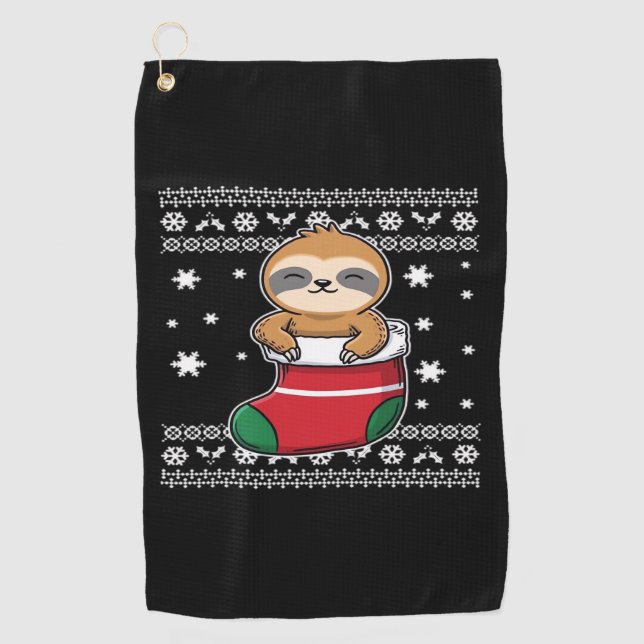 Serviette De Golf T-shirt classique de Noël Sloth (Devant)