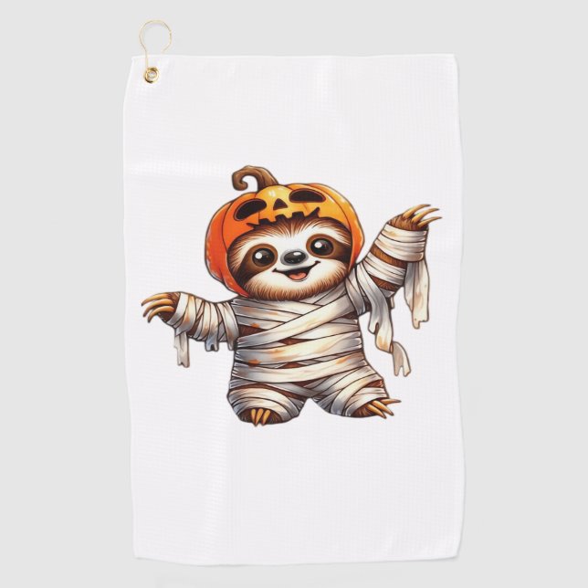 Serviette De Golf T-shirt classique de Sloth Mummy Halloween (Devant)