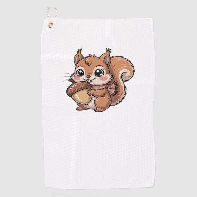 Serviette De Golf T-shirt classique écureuil d'automne (Devant)