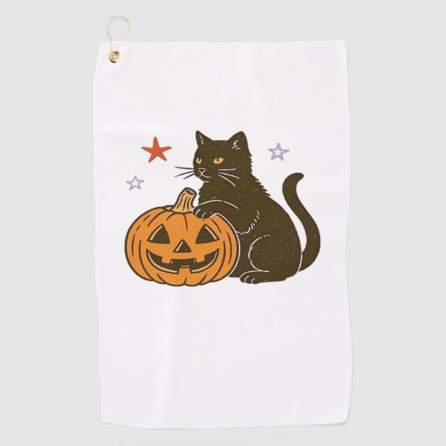 Serviette De Golf T-shirt classique éffrayant pour Halloween Kitty (Devant)