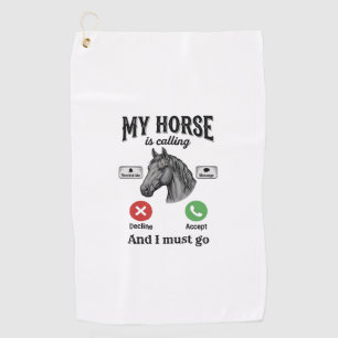 Serviette De Golf T-Shirt de gravure vintage d'appel de cheval drôle